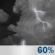 Wednesday Night: A chance of showers and thunderstorms between 8pm and 11pm, then showers and thunderstorms likely. Mostly cloudy, with a low around 59. South wind around 5 mph. Chance of precipitation is 60%. Wednesday Night: Chance Showers And Thunderstorms then Showers And Thunderstorms Likely