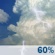 This Afternoon: A chance of showers and thunderstorms before 2pm, then scattered showers and thunderstorms between 2pm and 5pm, then scattered showers and thunderstorms. Mostly cloudy, with a high near 76. Southwest wind 10 to 15 mph, with gusts as high as 25 mph. Chance of precipitation is 60%. New rainfall amounts between a tenth and quarter of an inch possible. This Afternoon: Chance Showers And Thunderstorms